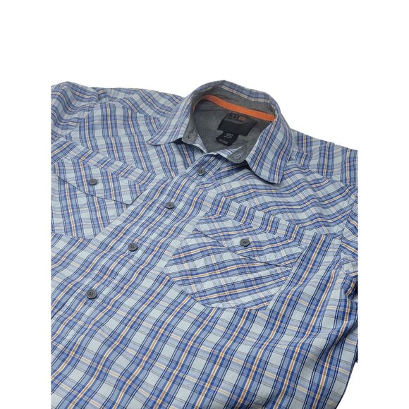 5.11 Tactile‎ Snap Up Shirt Size Medium Men's Short Sleeve Plaid Pockets Blue - Picture 1 of 5